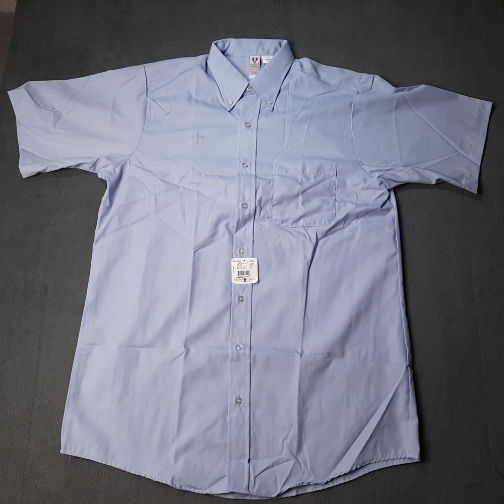 VINTAGE USPS Shirt Mens Small 16.5 Blue Flying Cross Postal Uniform USA NEW